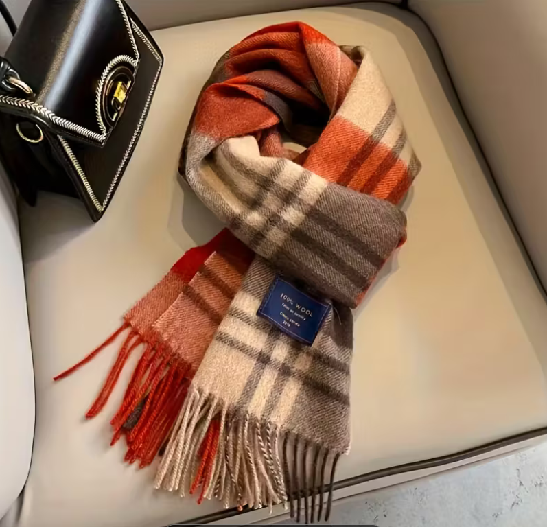 Szal zimowy brytyjski klasyczny 100 % wełna