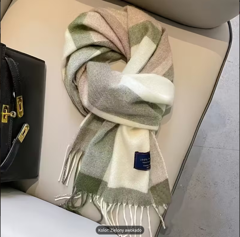 Szal zimowy brytyjski klasyczny 100 % wełna