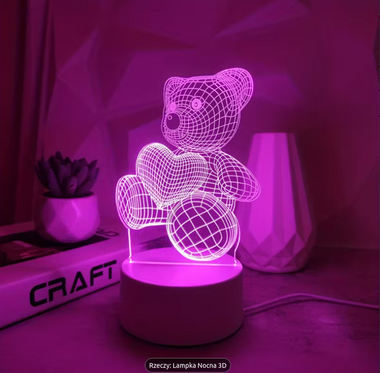 Nocna lampka miś 3D