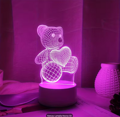 Nocna lampka miś 3D