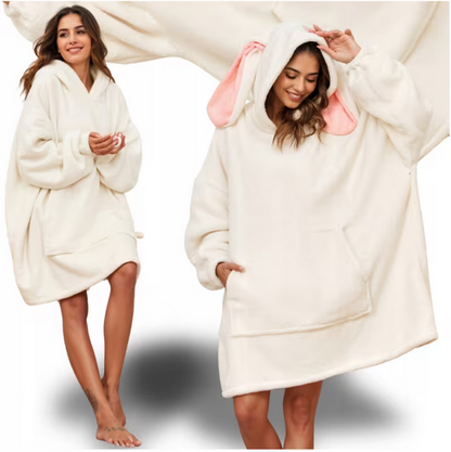 Kocobluza oversize ciepła z kapturem