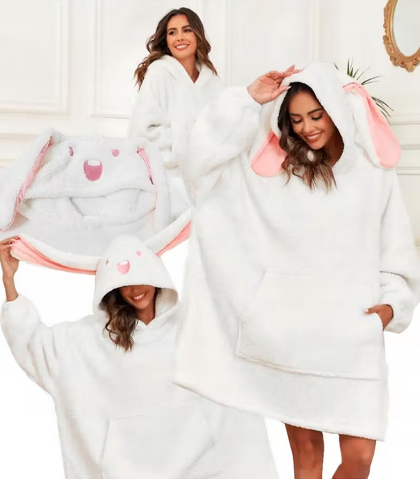 Kocobluza oversize ciepła z kapturem