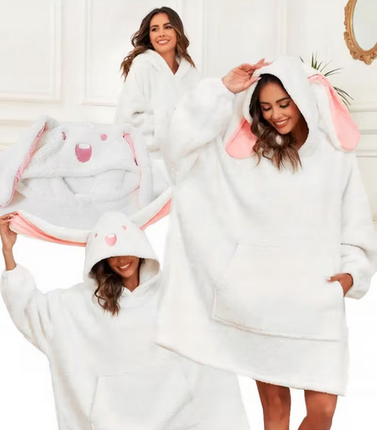 Kocobluza oversize ciepła z kapturem