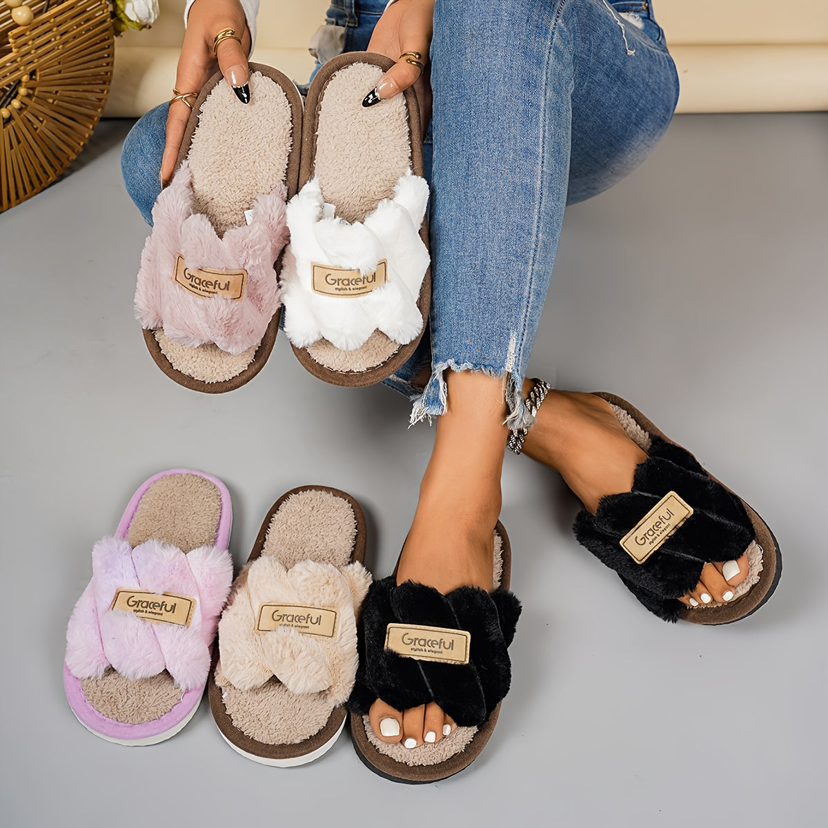 Zimowe kapcie damskie